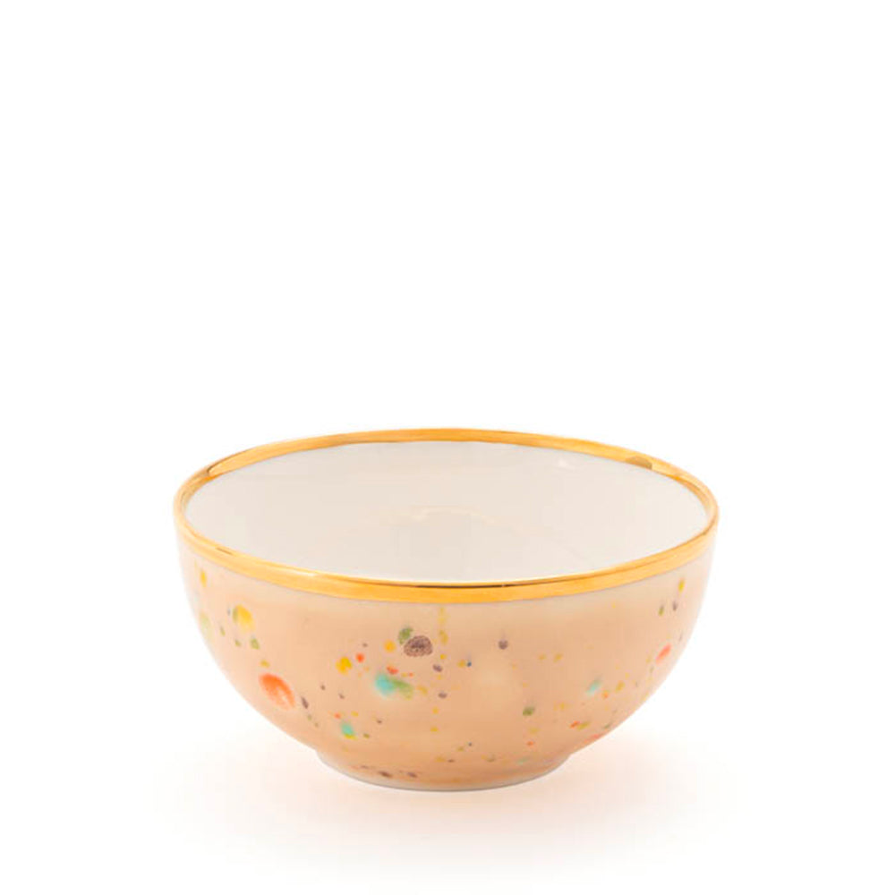 Gold-rimmed splatter bowl