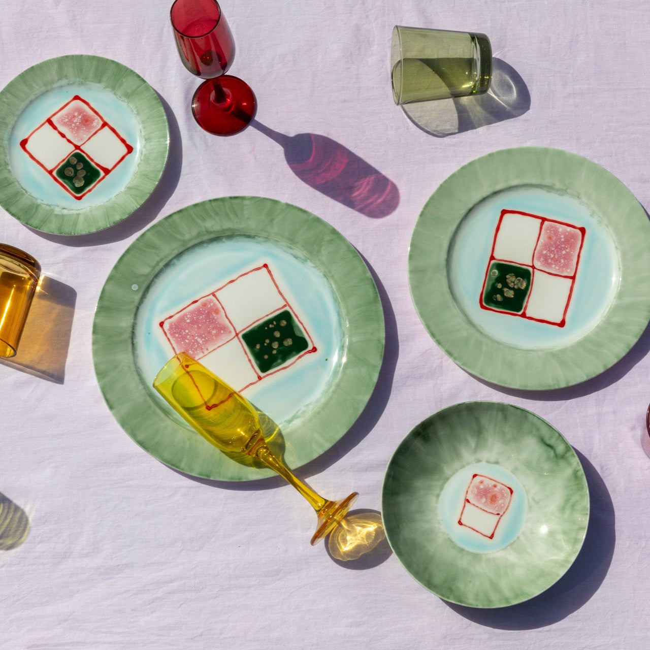 Hand-painted geometric plates