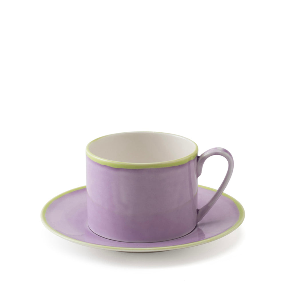 Green - rimmed cup and saucer