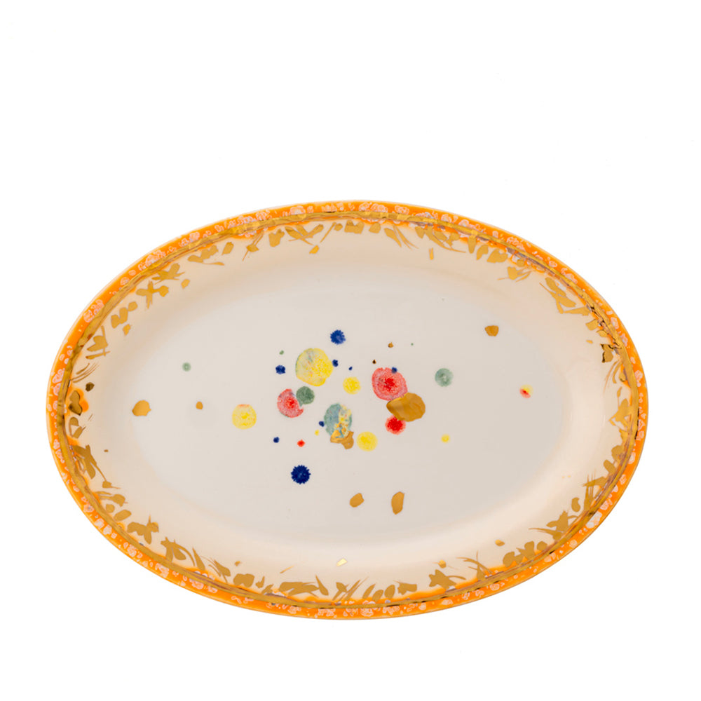 Oval Platter with Gold Floral Border