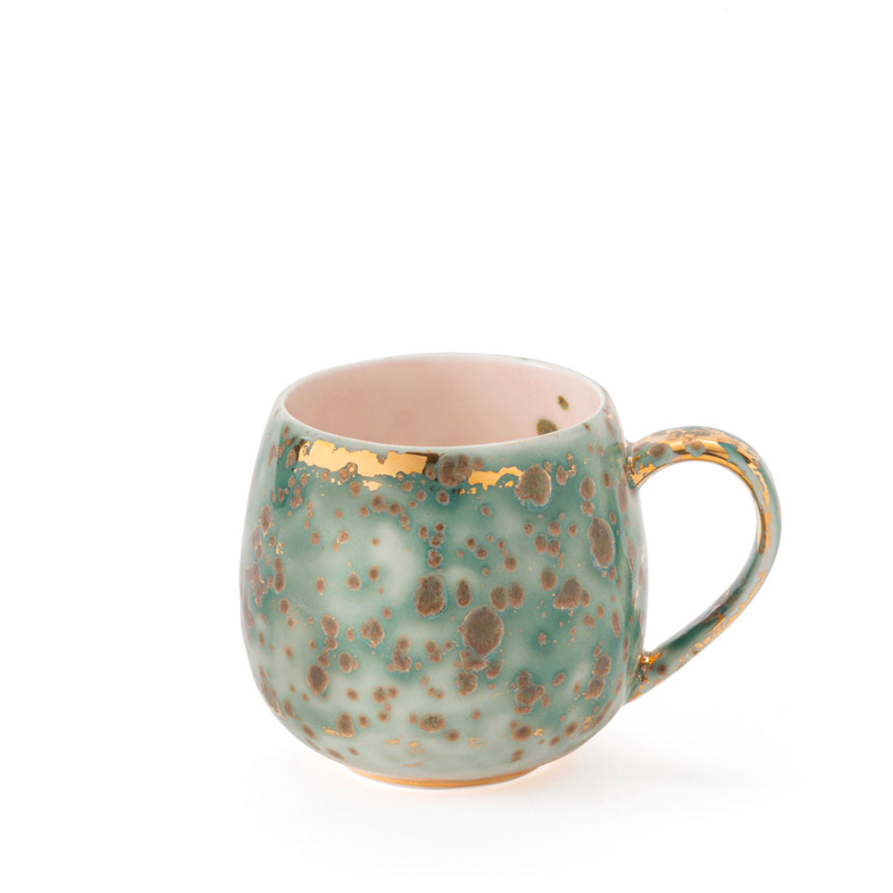 Bulbous Mug with Gold Accents