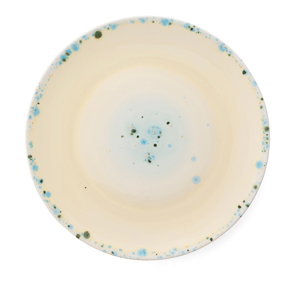 Splatter-decorated circular dish