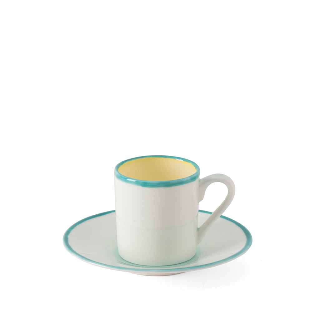 Compact Ceramic Coffee Cup and Saucer Set