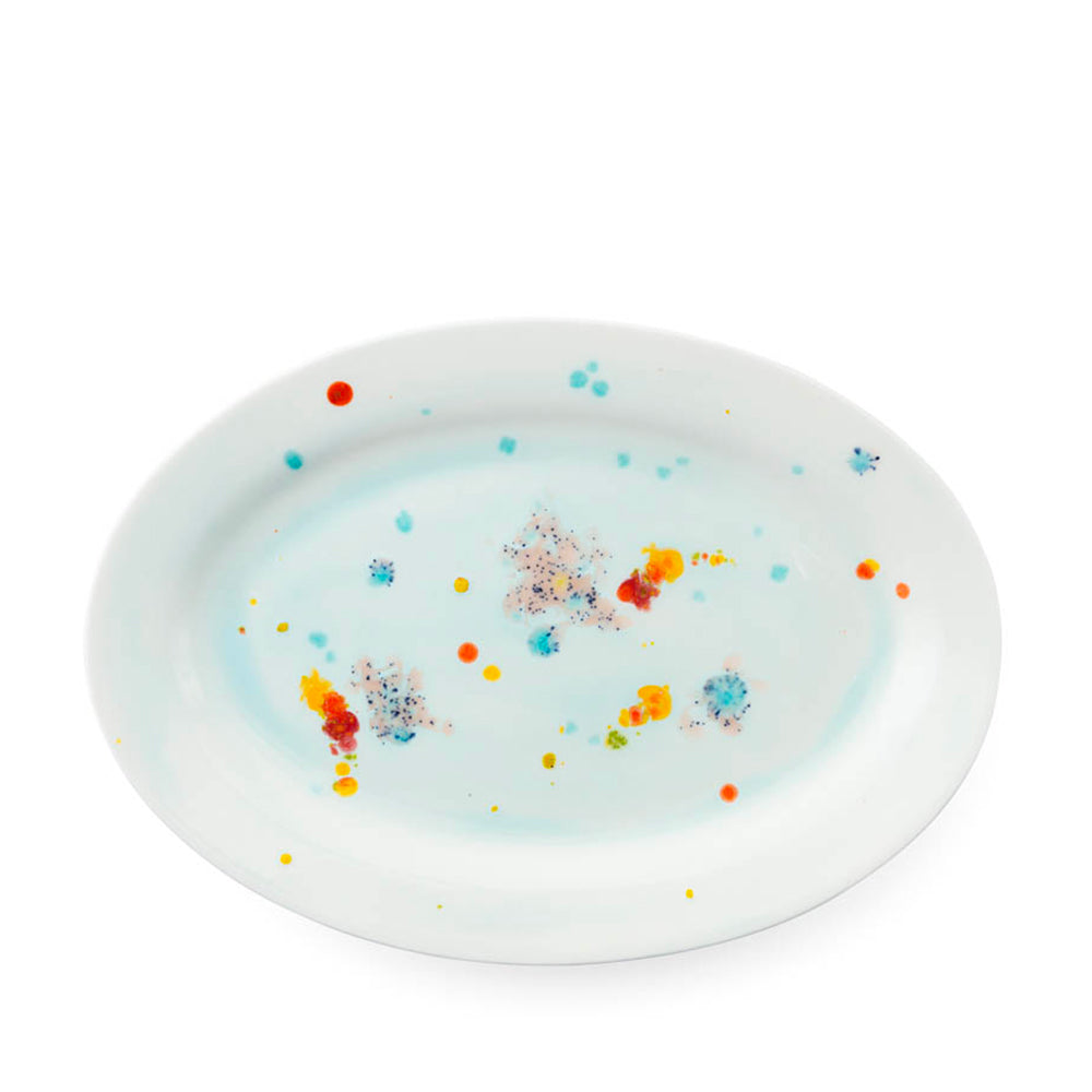 Artistic oval serving dish