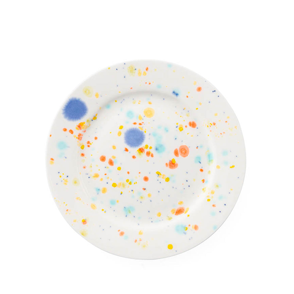 Splatter-patterned circular plate