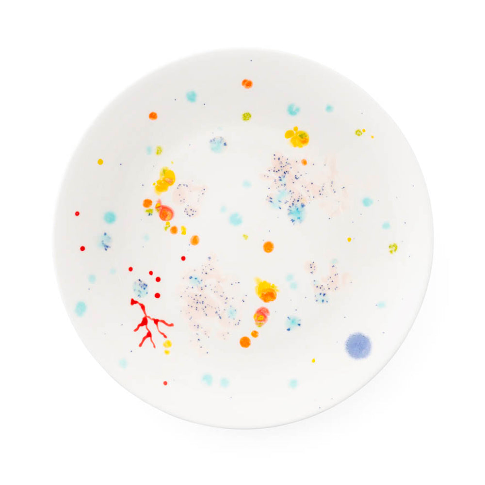 Multicolored splatter round plate