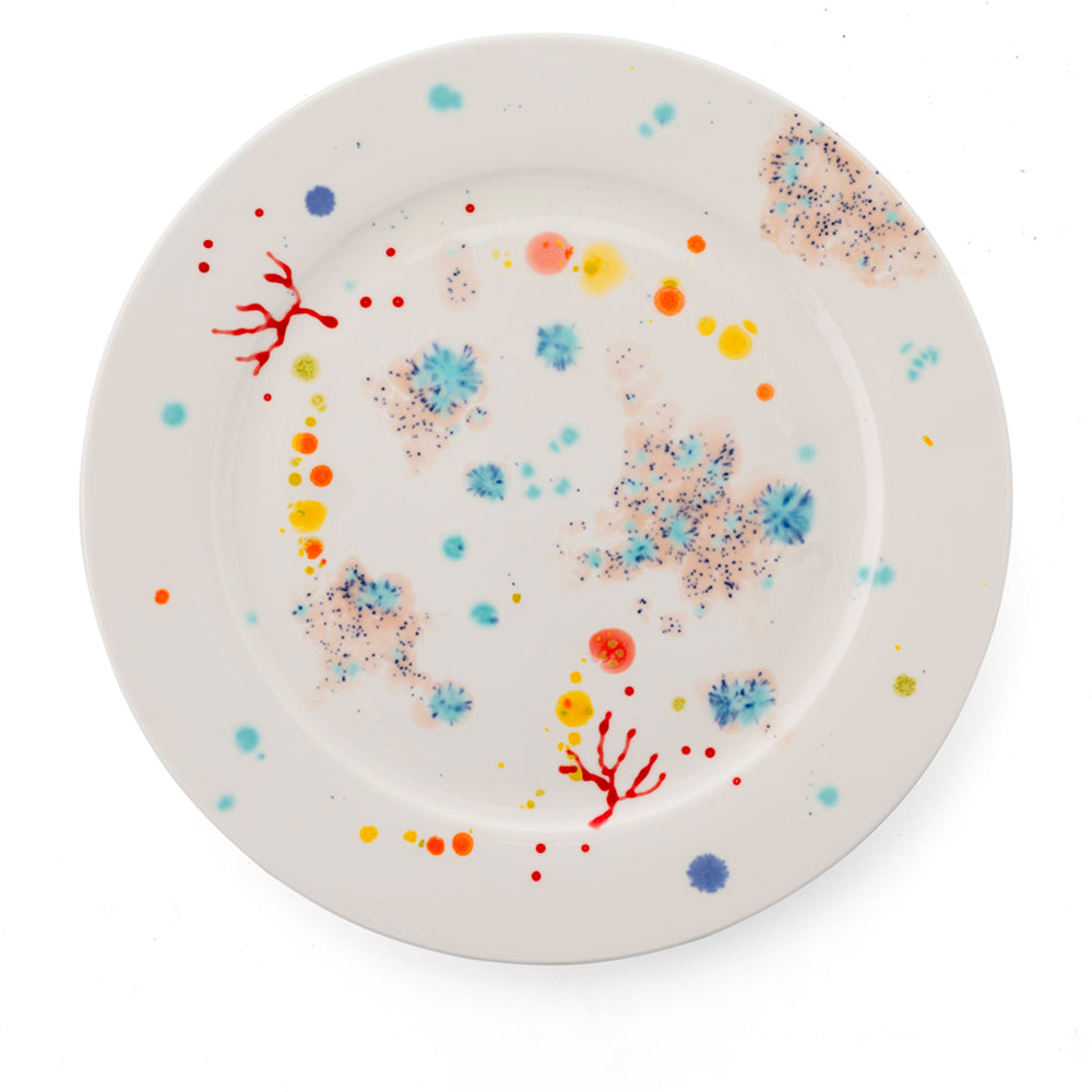 Abstract-patterned round plate