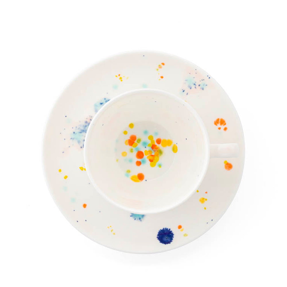 Splatter-patterned Cup and Saucer