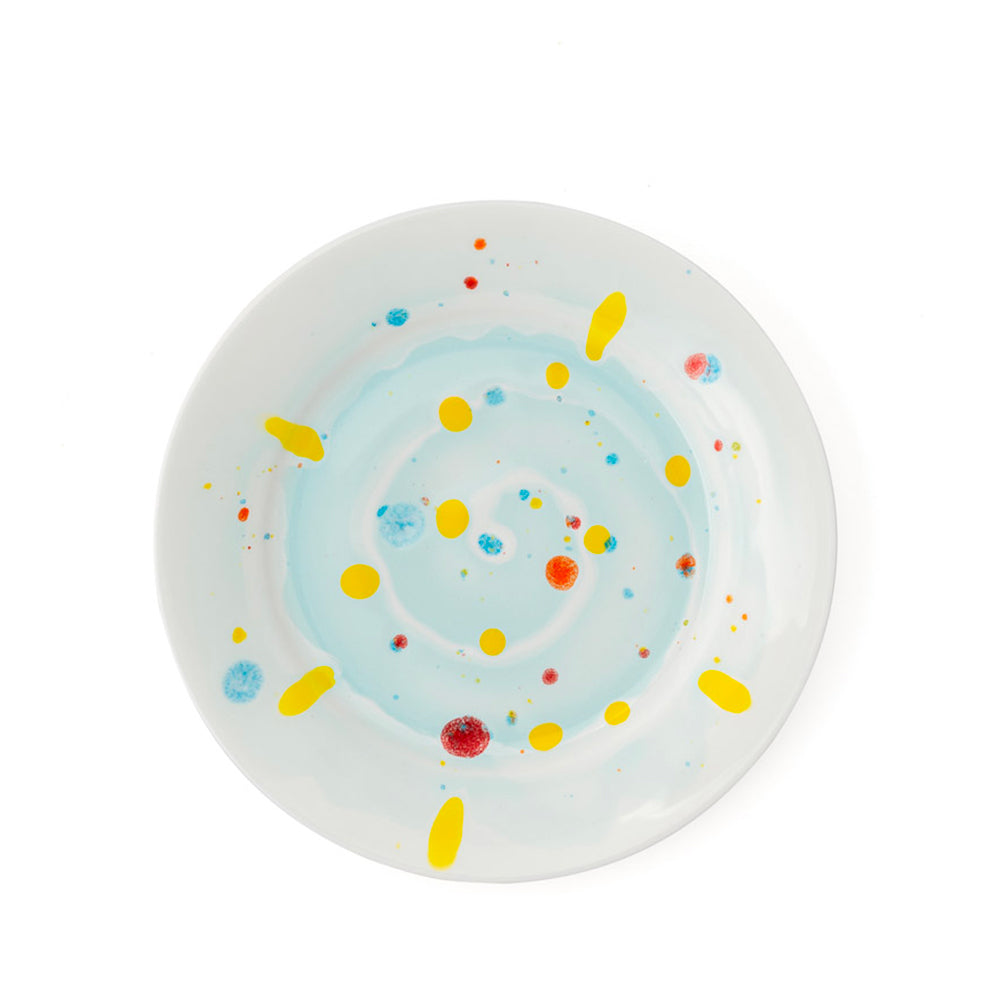 Spiral splatter round plate