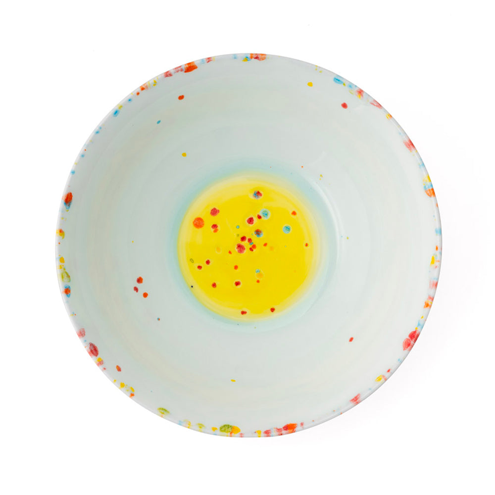 Splatter-patterned footed bowl