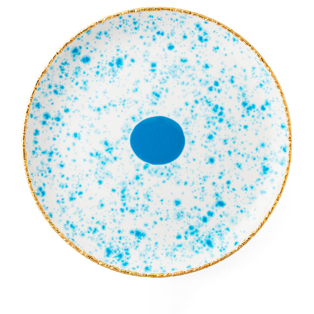 Blue-speckled circular plate